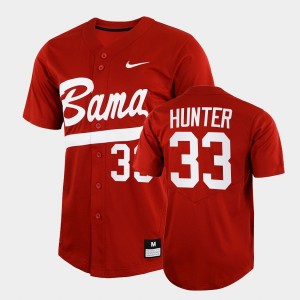 #33 Tommy Hunter Crimson Crimson Men's Jersey College Baseball Full-Button 421163-787