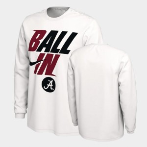 Bama White Mens T-Shirt Ball In Bench Long Sleeve 210540-236