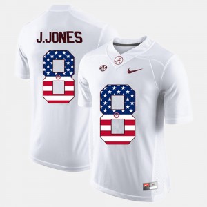 #8 Julio Jones Alabama Crimson Tide White Men's Jerseys US Flag Fashion Limited 613321-949