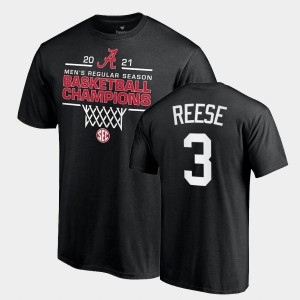#3 Alex Reese The Tide Black Men T-Shirt 2021 SEC Men's Basketball Regular Season Champions 2021 SEC Basketball Regular Season Champions Tee 851496-332