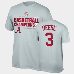 #3 Alex Reese Crimson Gray Men's T-Shirt 2021 SEC Men's Basketball Regular Season Champions 2021 SEC Basketball Regular Season Champions Top of the World Tee 407038-309