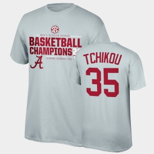 #35 Alex Tchikou Bama Gray Men's T-Shirt 2021 SEC Men's Basketball Regular Season Champions 2021 SEC Basketball Regular Season Champions Top of the World Tee 728232-398
