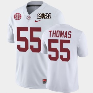 #55 Derrick Thomas Alabama White Mens Jersey 2021 National Championship Playoff Game 817637-614