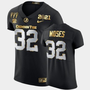 #32 Dylan Moses Bama Black Mens Jerseys 3X CFP National Championship Golden Limited 107719-898