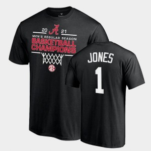#1 Herbert Jones University of Alabama Black Men's T-Shirt 2021 SEC Men's Basketball Regular Season Champions 2021 SEC Basketball Regular Season Champions Tee 959224-290