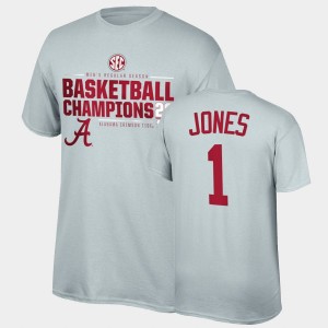 #1 Herbert Jones Bama Gray Men's T-Shirt 2021 SEC Men's Basketball Regular Season Champions 2021 SEC Basketball Regular Season Champions Top of the World Tee 244369-792