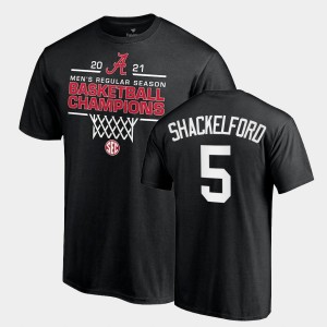 #5 Jaden Shackelford Alabama Black Men T-Shirt 2021 SEC Men's Basketball Regular Season Champions 2021 SEC Basketball Regular Season Champions Tee 343155-520