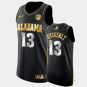 #13 Jahvon Quinerly Alabama Black Mens Jerseys College Basketball Golden Authentic 900226-799