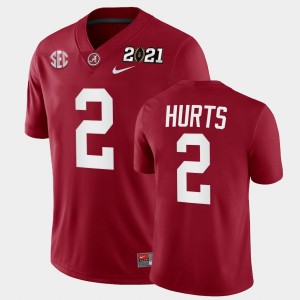 #2 Jalen Hurts Bama Crimson Men Jersey 2021 National Championship Playoff Game 567784-782
