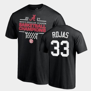 #33 James Rojas Bama Black Men T-Shirt 2021 SEC Men's Basketball Regular Season Champions 2021 SEC Basketball Regular Season Champions Tee 248123-791
