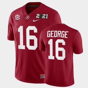 #16 Jayden George Bama Crimson Mens Jersey 2021 National Championship Playoff Game 174442-480