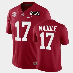 #17 Jaylen Waddle Roll Tide Crimson Men's Jersey 2021 National Championship Playoff Game 740417-417