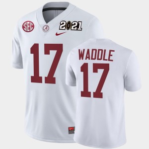 #17 Jaylen Waddle University of Alabama White Mens Jersey 2021 National Championship Playoff Game 201713-589