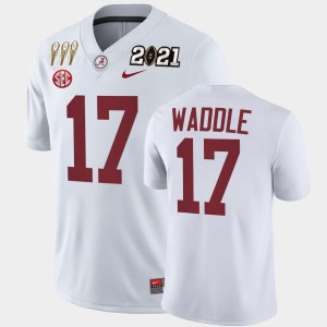 #17 Jaylen Waddle Bama White Men Jerseys 3X CFP National Championship Winner 562834-744
