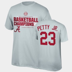 #23 John Petty Jr. Bama Gray Men's T-Shirt 2021 SEC Men's Basketball Regular Season Champions 2021 SEC Basketball Regular Season Champions Top of the World Tee 532188-556