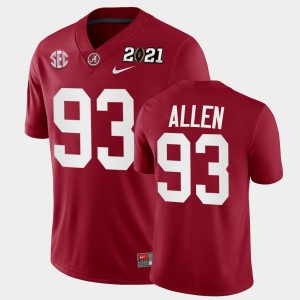 #93 Jonathan Allen Roll Tide Crimson Mens Jersey 2021 National Championship Playoff Game 614750-529