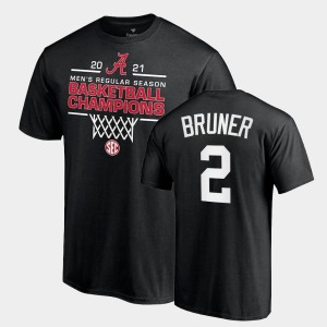 #2 Jordan Bruner Crimson Black Mens T-Shirt 2021 SEC Men's Basketball Regular Season Champions 2021 SEC Basketball Regular Season Champions Tee 405851-460