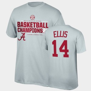 #14 Keon Ellis Alabama Gray Men T-Shirt 2021 SEC Men's Basketball Regular Season Champions 2021 SEC Basketball Regular Season Champions Top of the World Tee 823590-829
