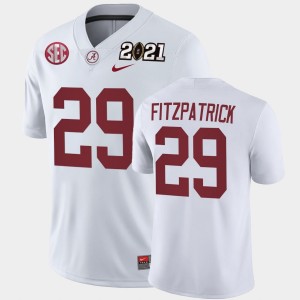 #29 Minkah Fitzpatrick Alabama Crimson Tide White Men Jersey 2021 National Championship Playoff Game 436961-959