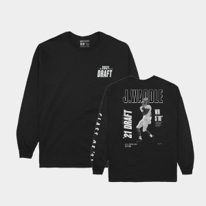 Jaylen Waddle University of Alabama Black Men's T-Shirt 2021 NFL Draft Player Graphic Long Sleeve 343521-363