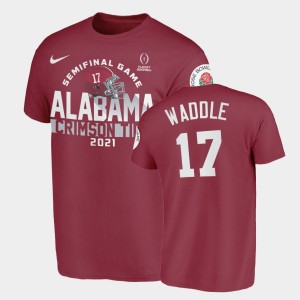 #17 Jaylen Waddle Bama Crimson Mens T-Shirt 2021 Rose Bowl Player 896672-304