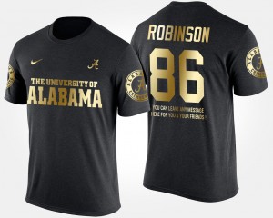 #86 A'Shawn Robinson Alabama Crimson Tide Black Men's T-Shirt Gold Limited Short Sleeve With Message 872776-137