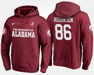 #86 A'Shawn Robinson Alabama Crimson Tide Crimson Men Hoodie Name and Number Player 730003-564