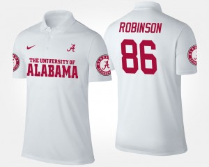 #86 A'Shawn Robinson University of Alabama White Men Polo Name and Number NCAA 310651-423