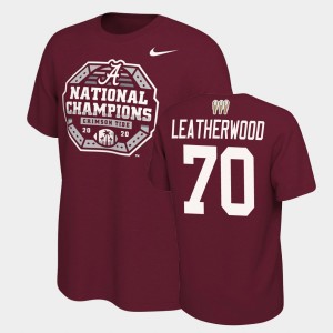 #70 Alex Leatherwood Alabama Crimson Tide Crimson Men T-Shirt 2020 National Champions 3X CFP 227946-678