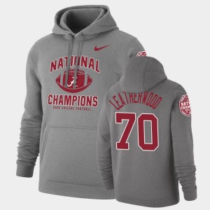#70 Alex Leatherwood Alabama Crimson Tide Heathered Gray Men's Hoodie 2020 National Champions Retro Pullover 671296-382