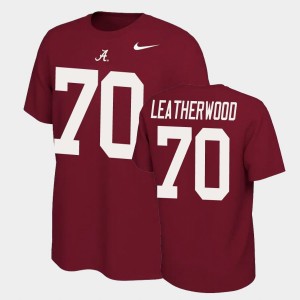 #70 Alex Leatherwood Alabama Crimson Tide Crimson Men's T-Shirt Name and Number Name & Number Retro 980966-412
