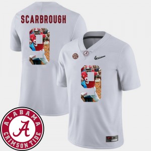 #9 Bo Scarbrough Alabama Crimson Tide White Men Jersey Pictorial Fashion Football 346233-716