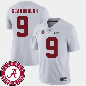 #9 Bo Scarbrough Bama White Men's Jerseys College Football 2018 SEC Patch 643054-609