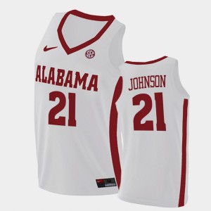 #21 Britton Johnson Roll Tide White Men Jerseys College Basketball 2021 Swingman 327859-203