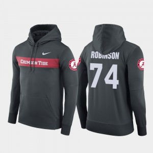 #74 Cam Robinson Alabama Crimson Tide Anthracite Men Hoodie Sideline Seismic Football Performance 512326-800