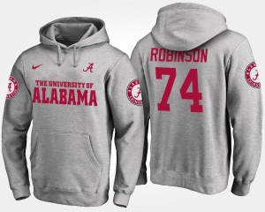 #74 Cam Robinson University of Alabama Gray Men Hoodie Name and Number Replica 542872-853