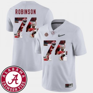 #74 Cam Robinson Alabama White Men Jerseys Pictorial Fashion Football 197237-168