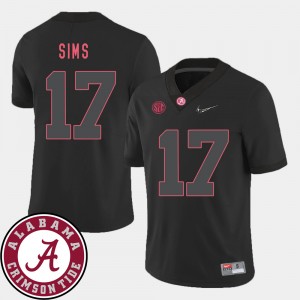 #17 Cam Sims Alabama Black Men's Jersey College Football 2018 SEC Patch 889988-585
