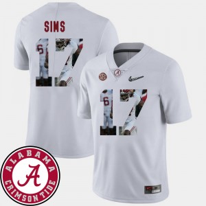 #17 Cam Sims Alabama Crimson Tide White Men's Jersey Pictorial Fashion Football 290316-609