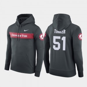 #51 Carson Tinker Bama Anthracite Men Hoodie Sideline Seismic Football Performance 628718-659