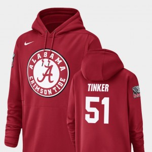 #51 Carson Tinker Alabama Crimson Tide Crimson Men's Hoodie Champ Drive Football Performance 751781-513
