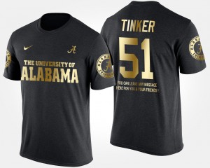 #51 Carson Tinker University of Alabama Black Men T-Shirt Gold Limited Short Sleeve With Message 604320-790