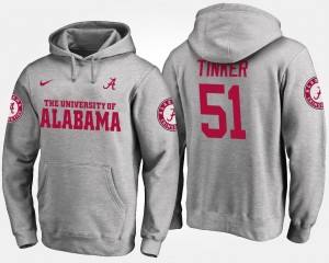 #51 Carson Tinker Alabama Crimson Tide Gray Men's Hoodie Name and Number High School 877101-654
