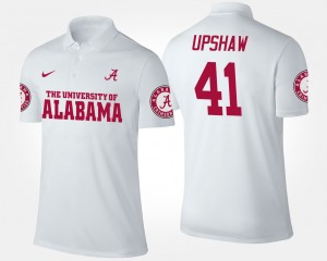 #41 Courtney Upshaw Roll Tide White Mens Polo Name and Number 2025-26 433351-183