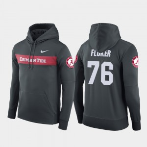 #76 D.J. Fluker Roll Tide Anthracite Mens Hoodie Sideline Seismic Football Performance 734476-800