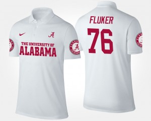 #76 D.J. Fluker Bama White Mens Polo Name and Number Alumni 496081-414