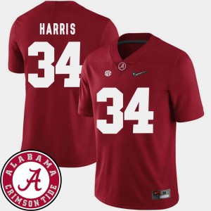#34 Damien Harris University of Alabama Crimson Mens Jersey College Football 2018 SEC Patch 138771-625