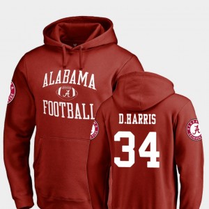 #34 Damien Harris Bama Crimson Men's Hoodie Neutral Zone College Football 784602-870
