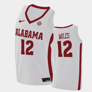 #12 Darius Miles Alabama Crimson Tide White Men's Jerseys College Basketball 2021 Swingman 547531-914