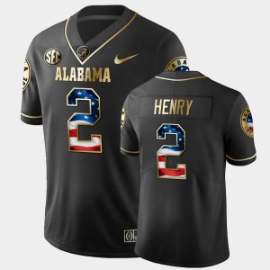 #2 Derrick Henry Bama Black Men Jerseys Golden Edition Stars and Stripes 874031-759
